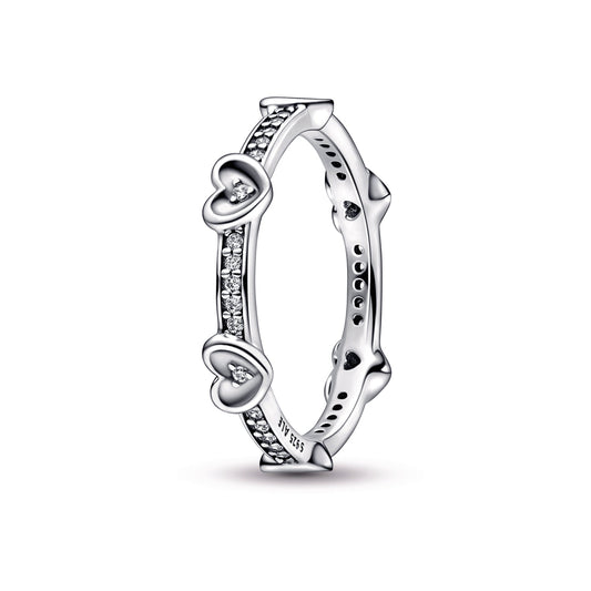 Radiant Sparkling Hearts Ring